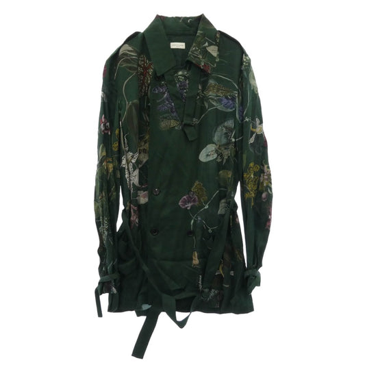 DRIES VAN NOTEN ドリスヴァンノッテン フローラル総柄 ダブルブレスト ベルテッドジャケット グリーン系 46【中古】