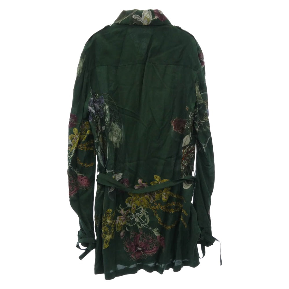 DRIES VAN NOTEN ドリスヴァンノッテン フローラル総柄 ダブルブレスト ベルテッドジャケット グリーン系 46【中古】