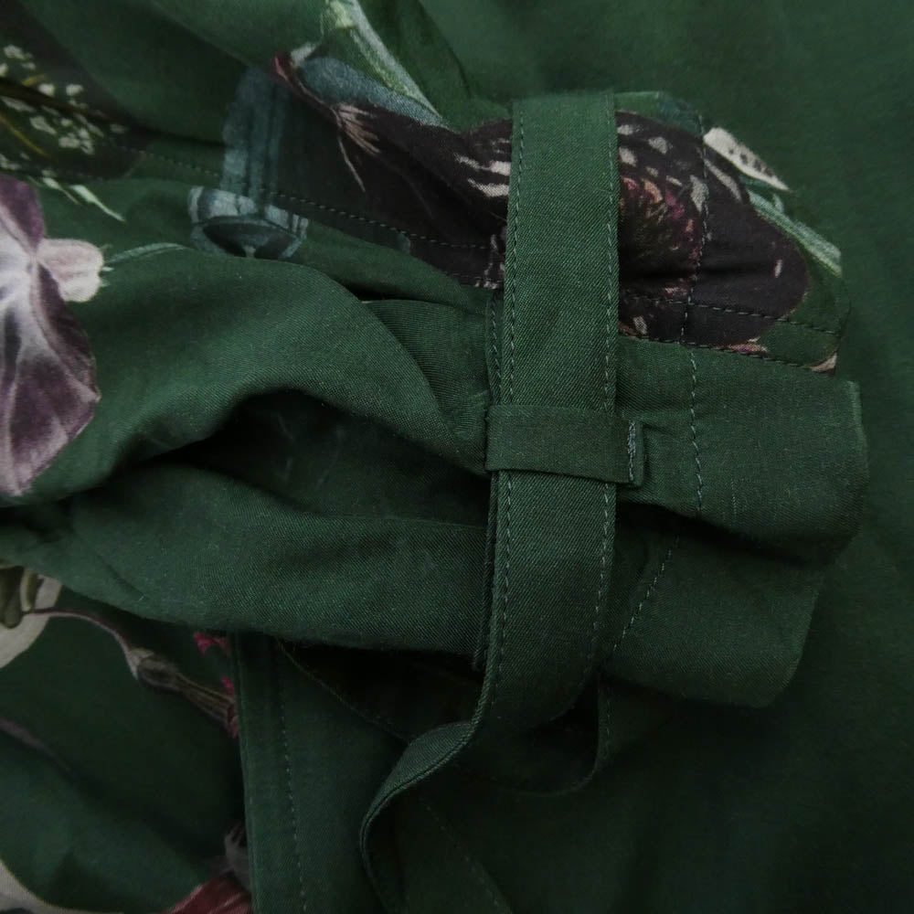 DRIES VAN NOTEN ドリスヴァンノッテン フローラル総柄 ダブルブレスト ベルテッドジャケット グリーン系 46【中古】