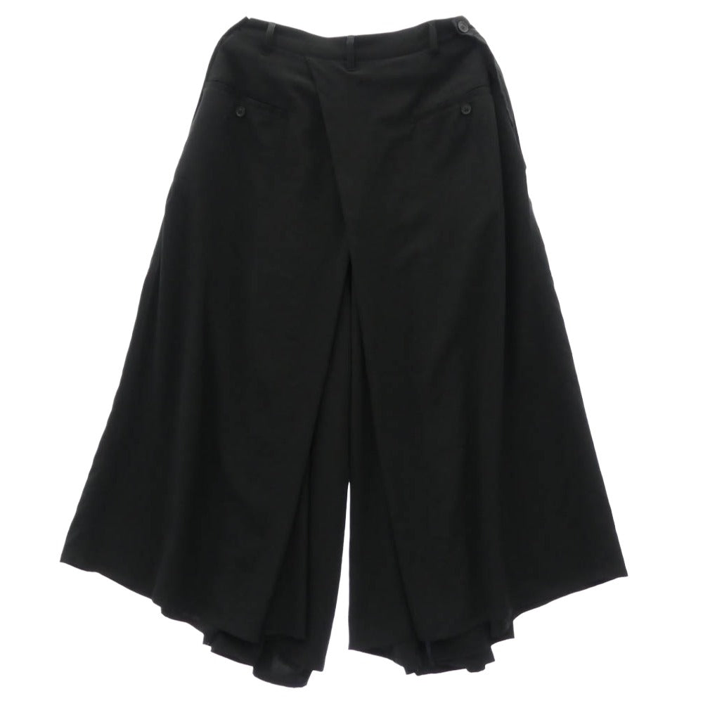 Yohji Yamamoto POUR HOMME ヨウジヤマモトプールオム 24SS HS-P17-500 トリアセテート 袴 ワイドパンツ ブラック系 3【中古】