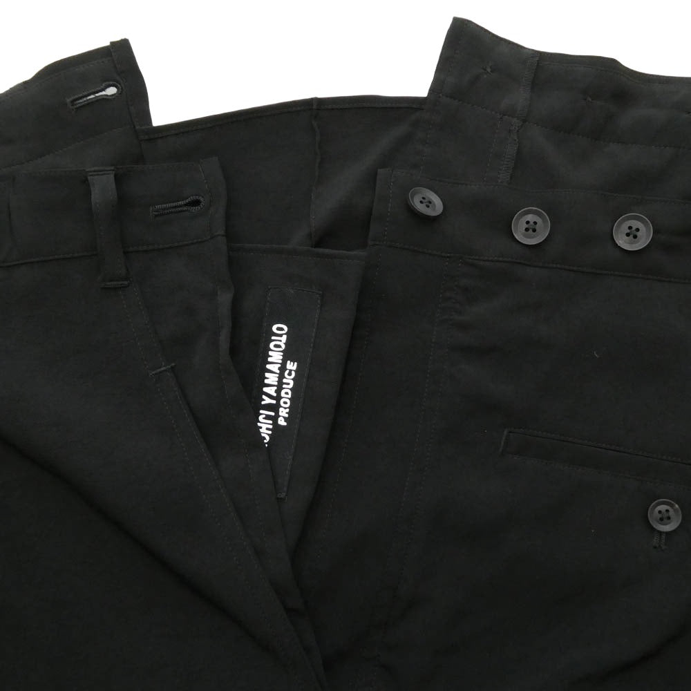 Yohji Yamamoto POUR HOMME ヨウジヤマモトプールオム 24SS HS-P17-500 トリアセテート 袴 ワイドパンツ ブラック系 3【中古】