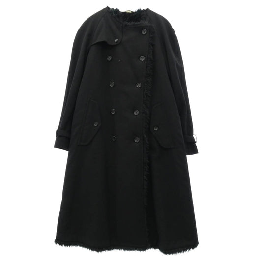 COMME des GARCONS HOMME PLUS コムデギャルソンオムプリュス 23AW PL-C005 裏フェイクファー ノーカラー ウールトレンチコート ブラック系 M【中古】