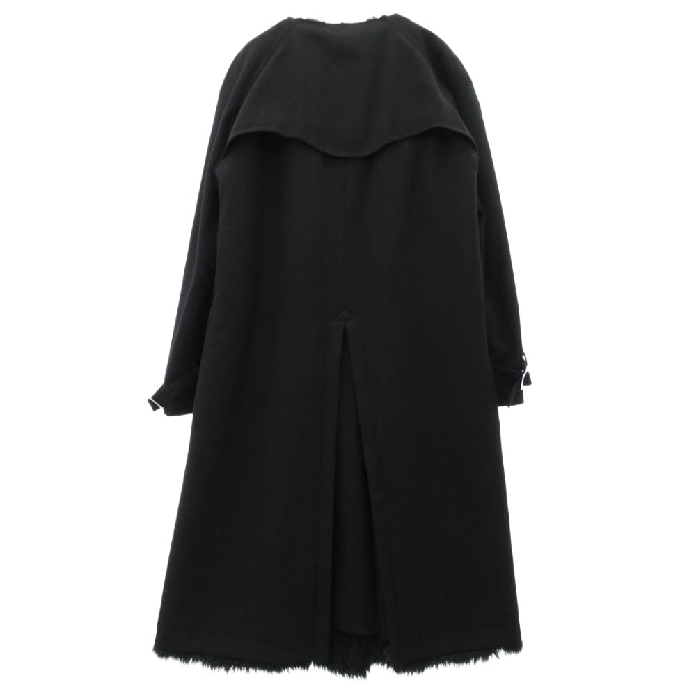 COMME des GARCONS HOMME PLUS コムデギャルソンオムプリュス 23AW PL-C005 裏フェイクファー ノーカラー ウールトレンチコート ブラック系 M【中古】