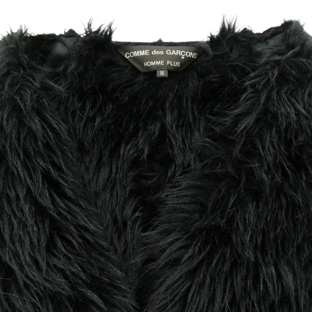 COMME des GARCONS HOMME PLUS コムデギャルソンオムプリュス 23AW PL-C005 裏フェイクファー ノーカラー ウールトレンチコート ブラック系 M【中古】
