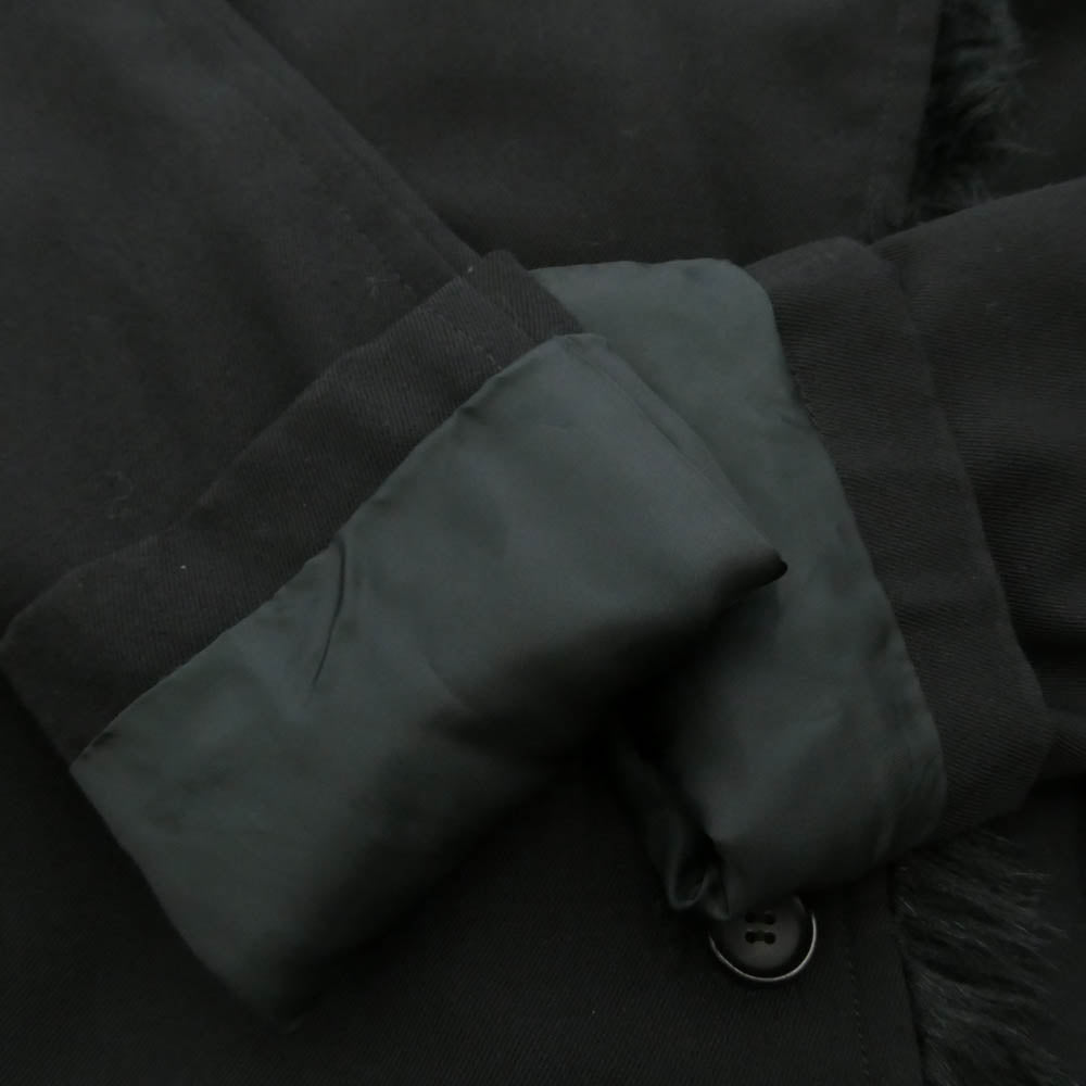 COMME des GARCONS HOMME PLUS コムデギャルソンオムプリュス 23AW PL-C005 裏フェイクファー ノーカラー ウールトレンチコート ブラック系 M【中古】
