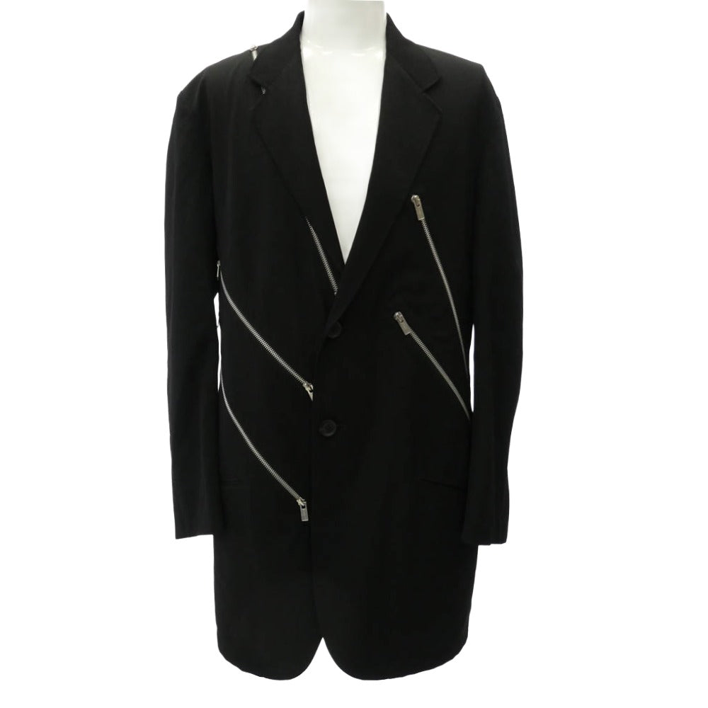 Yohji Yamamoto POUR HOMME ヨウジヤマモトプールオム 22SS HG-J25-100 N-ファスナーJKT 100番ウールギャバジン マルチファスナー テーラードジャケット ブラック系 2【中古】