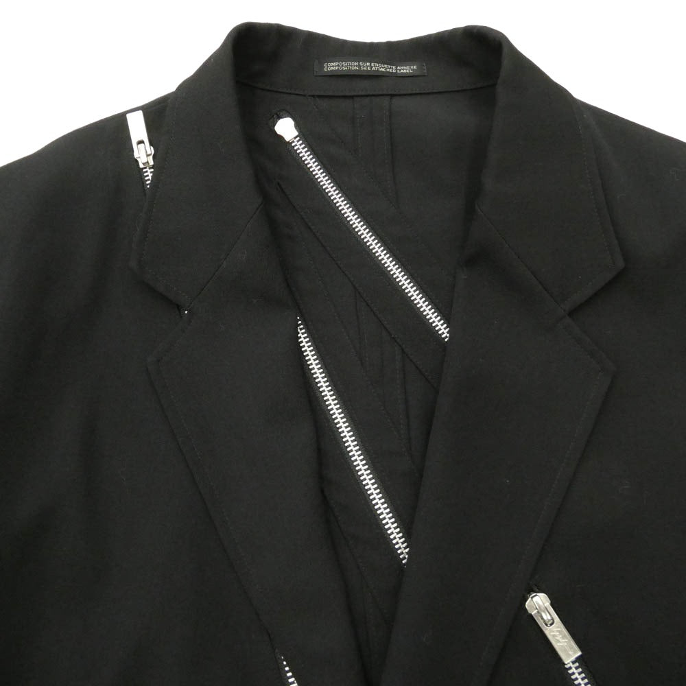 Yohji Yamamoto POUR HOMME ヨウジヤマモトプールオム 22SS HG-J25-100 N-ファスナーJKT 100番ウールギャバジン マルチファスナー テーラードジャケット ブラック系 2【中古】