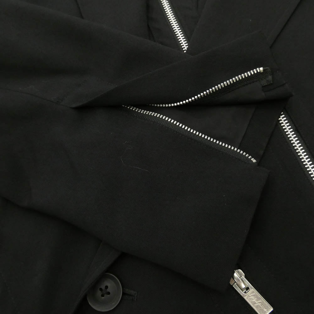 Yohji Yamamoto POUR HOMME ヨウジヤマモトプールオム 22SS HG-J25-100 N-ファスナーJKT 100番ウールギャバジン マルチファスナー テーラードジャケット ブラック系 2【中古】