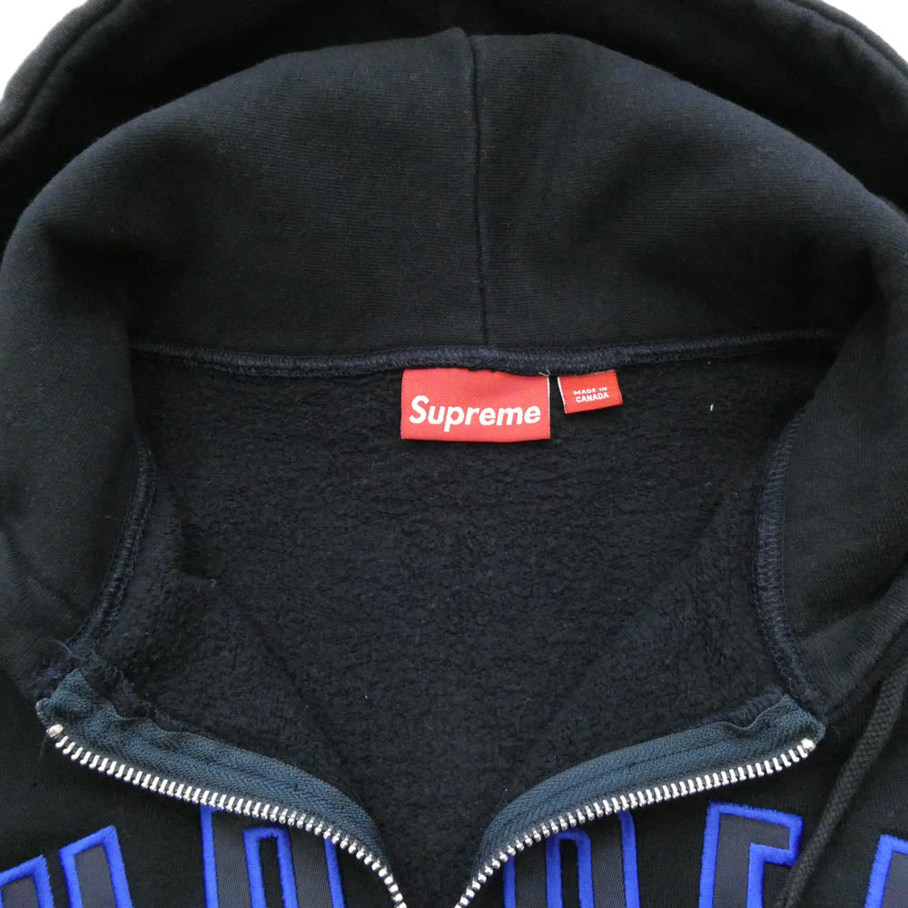 Supreme シュプリーム 00s 紙タグ カナダ製 Arc Logo Zip Up Hooded Sweatshirt アーチ ロゴ ジップアップ フーディー パーカー ダークネイビー系 M【中古】