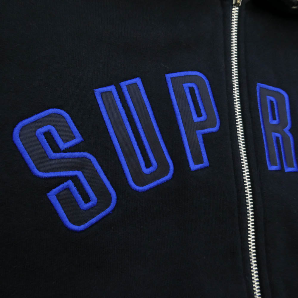 Supreme シュプリーム 00s 紙タグ カナダ製 Arc Logo Zip Up Hooded Sweatshirt アーチ ロゴ ジップアップ フーディー パーカー ダークネイビー系 M【中古】
