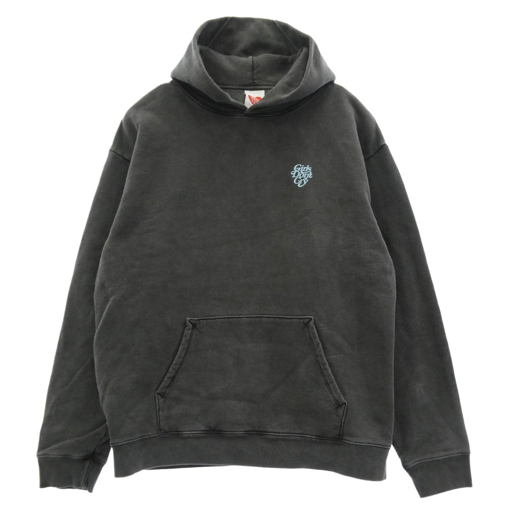 Girls Don't Cry ガールズドントクライ 伊勢丹限定 Washed GDC Logo Hoodie ウォッシュ加工 ロゴ プルオーバー フーディー パーカー チャコール系 XL【中古】
