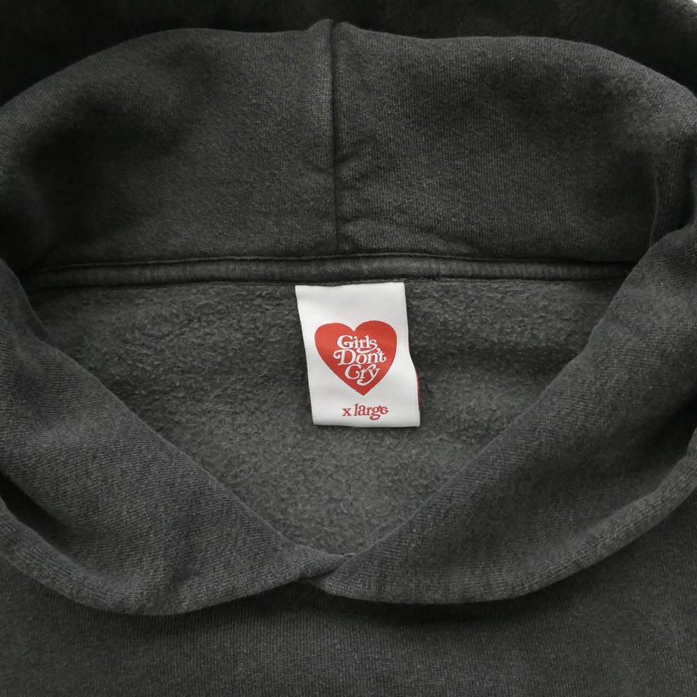 Girls Don't Cry ガールズドントクライ 伊勢丹限定 Washed GDC Logo Hoodie ウォッシュ加工 ロゴ プルオーバー フーディー パーカー チャコール系 XL【中古】