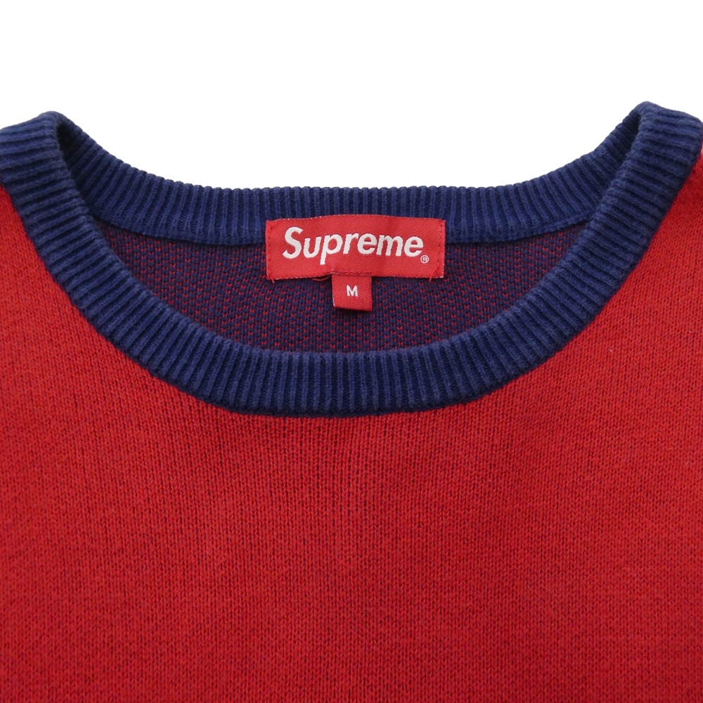 Supreme シュプリーム 18AW Logo Repeat Sweater ロゴリピート ニット セーター ブルー系 レッド系 M【中古】