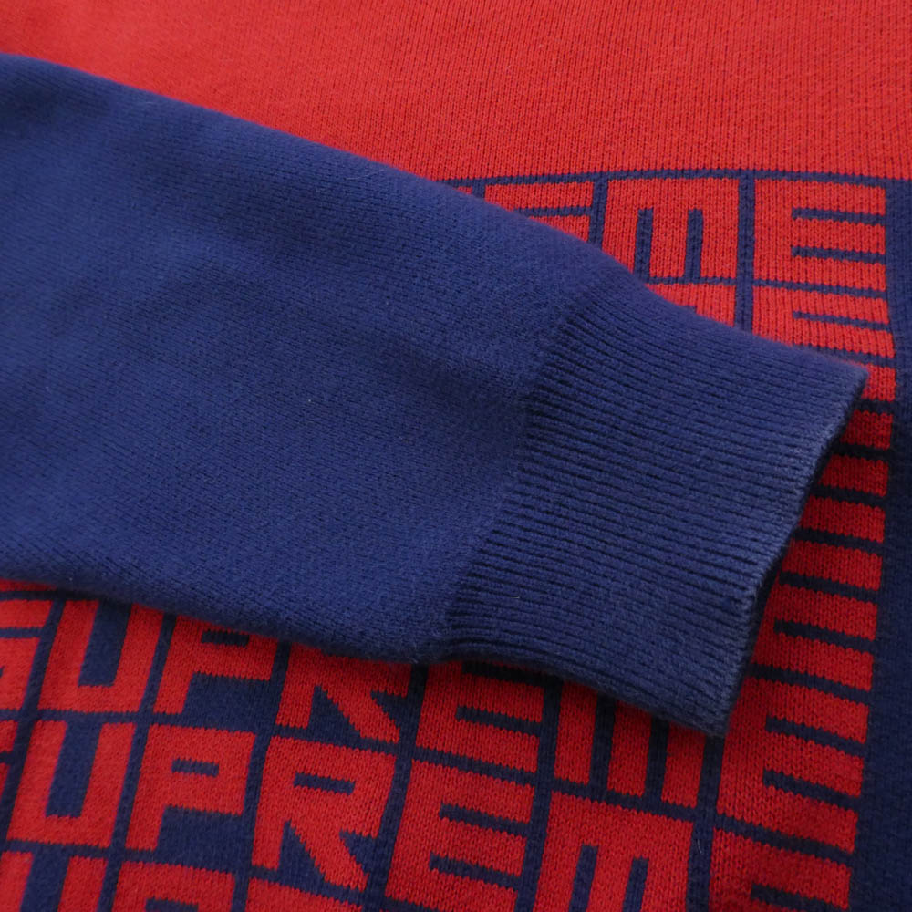 Supreme シュプリーム 18AW Logo Repeat Sweater ロゴリピート ニット セーター ブルー系 レッド系 M【中古】
