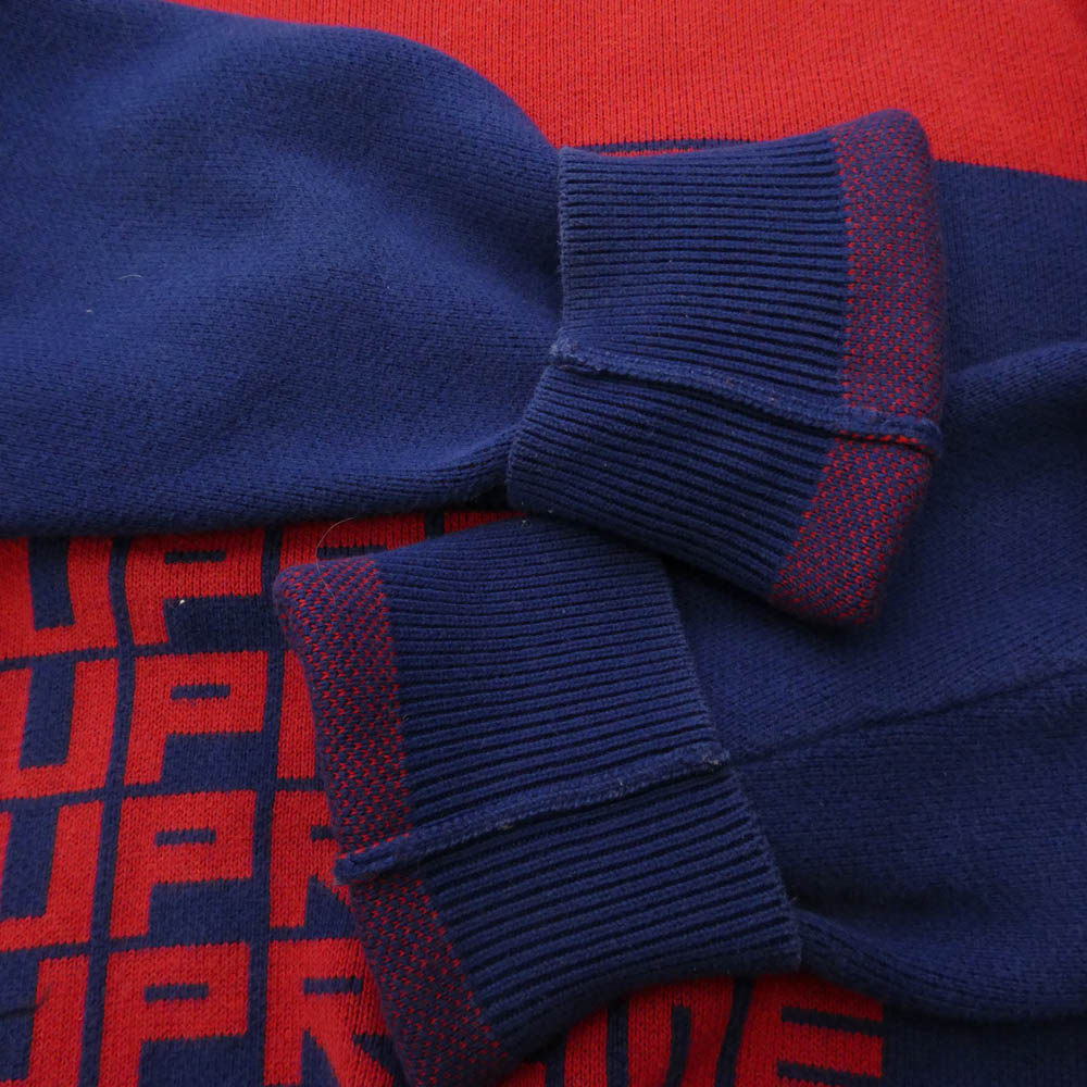 Supreme シュプリーム 18AW Logo Repeat Sweater ロゴリピート ニット セーター ブルー系 レッド系 M【中古】