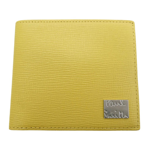 Paul Smith ポール・スミス P180 メタルクロップド ロゴ レザー 札入れ 財布 ウォレット イエロー系 F【極上美品】【中古】