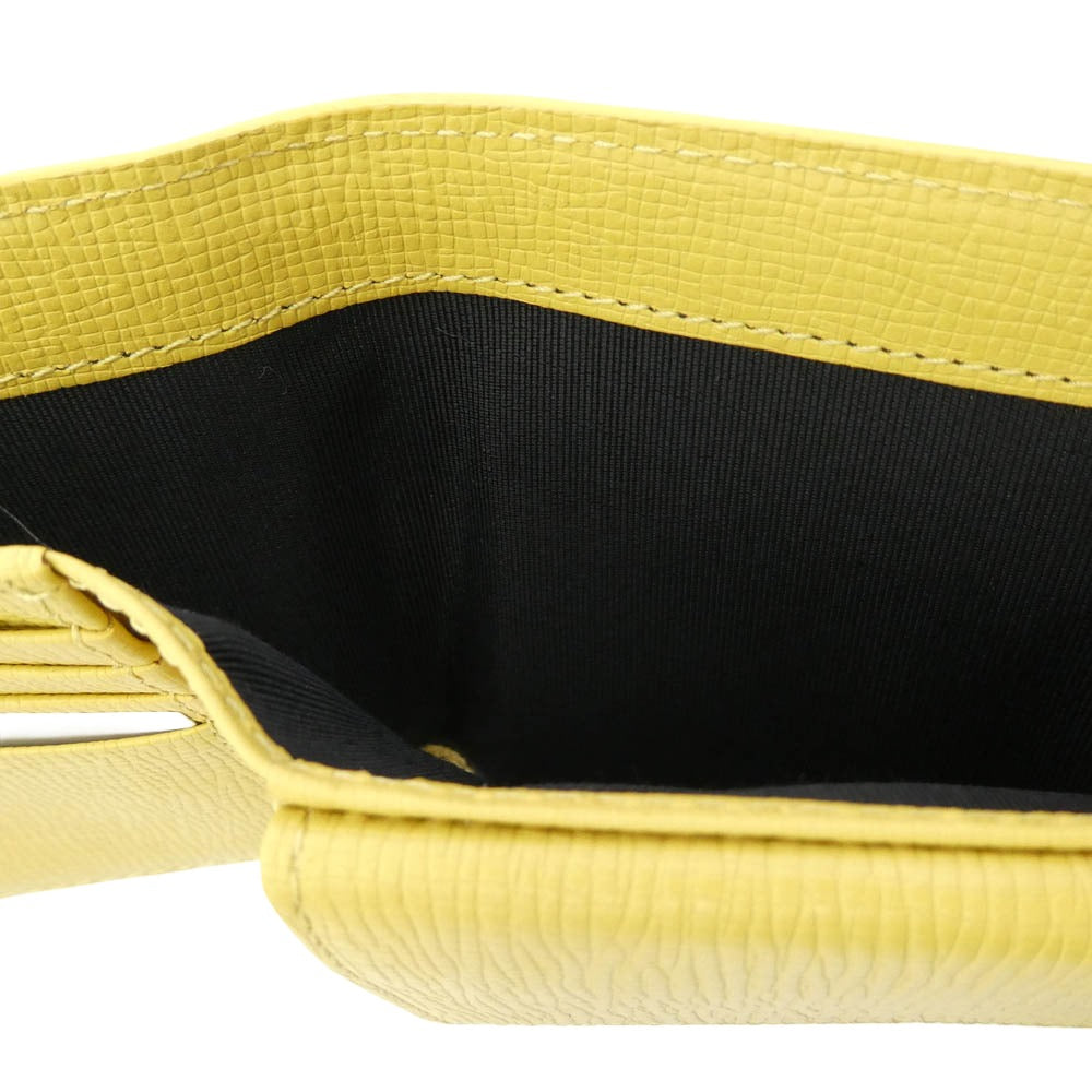Paul Smith ポール・スミス P180 メタルクロップド ロゴ レザー 札入れ 財布 ウォレット イエロー系 F【極上美品】【中古】
