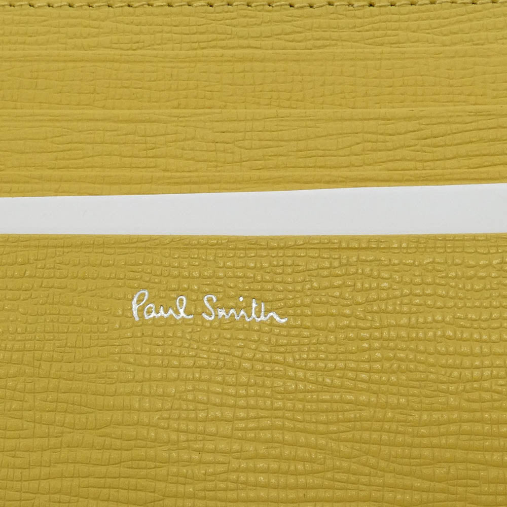Paul Smith ポール・スミス P180 メタルクロップド ロゴ レザー 札入れ 財布 ウォレット イエロー系 F【極上美品】【中古】