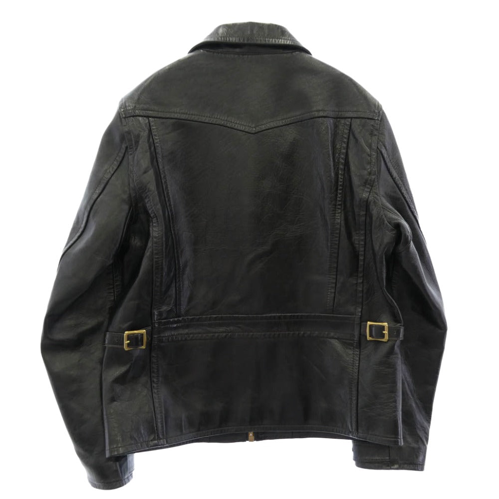ORGUEIL オルゲイユ Horse Leather Single Riders Jacket 茶芯 ホースハイド レザー ライダース ジャケット ブラック系 40【中古】