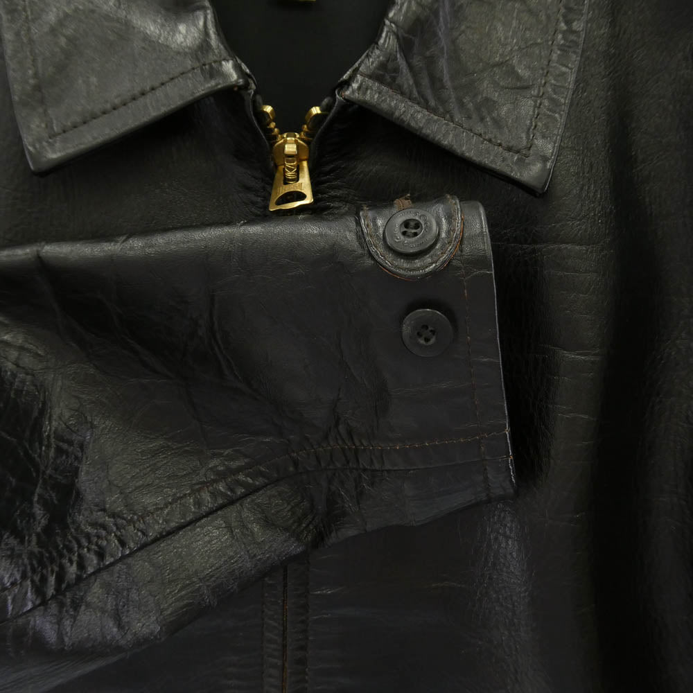 ORGUEIL オルゲイユ Horse Leather Single Riders Jacket 茶芯 ホースハイド レザー ライダース ジャケット ブラック系 40【中古】