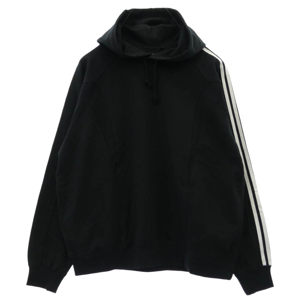 Y-3 Yohji Yamamoto ワイスリー ヨウジヤマモト 25SS JN7131-5-104 U CUTLINE HOODI 3 ストライプ スウェット プルオーバー パーカー フーディー ブラック系 L【新古品】【未使用】【中古】