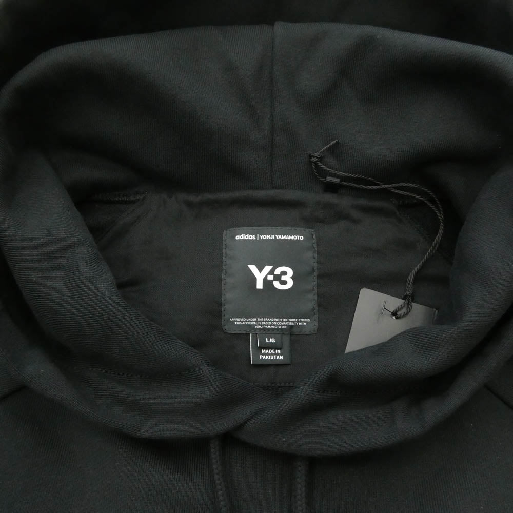 Y-3 Yohji Yamamoto ワイスリー ヨウジヤマモト 25SS JN7131-5-104 U CUTLINE HOODI 3 ストライプ スウェット プルオーバー パーカー フーディー ブラック系 L【新古品】【未使用】【中古】
