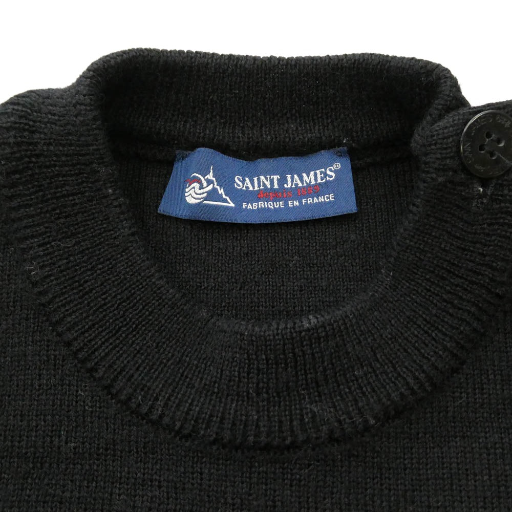 SAINT JAMES セントジェームス フランス製 ショルダーボタン ウール ニット セーター ブラック系 XS【中古】