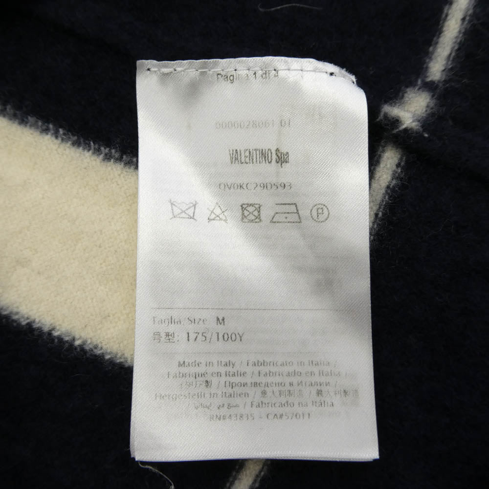 VALENTINO ヴァレンティノ QV0KC29D593 カシミヤ混 VLTNロゴ ロゴプリント クルーネック ニット セーター ダークネイビー系 M【中古】
