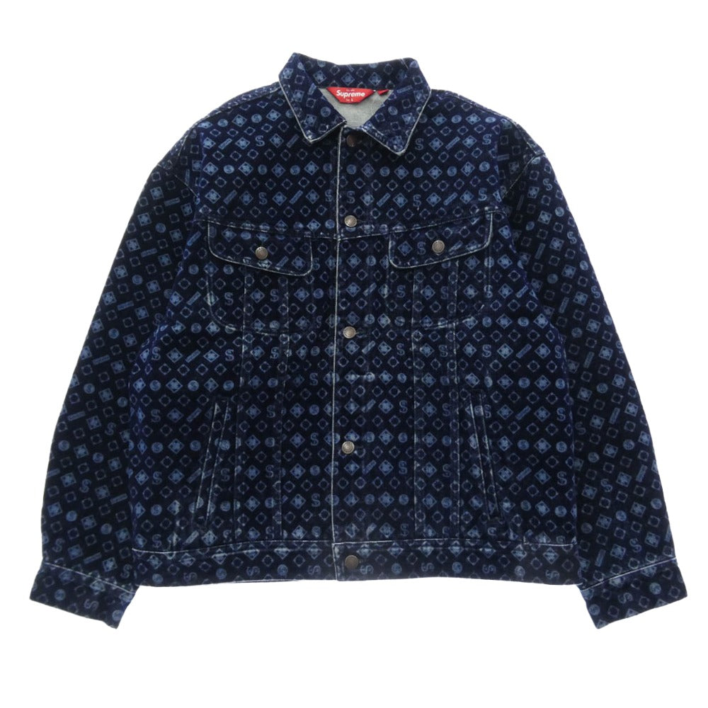 Supreme シュプリーム 24AW Flocked Denim Trucker Jacket Blue フロックド デニム トラッカー ジャケット ブルー インディゴブルー系 L【新古品】【未使用】【中古】