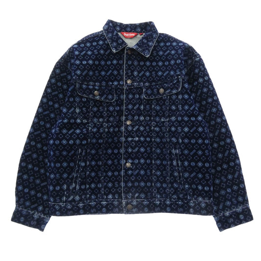 Supreme シュプリーム 24AW Flocked Denim Trucker Jacket Blue フロックド デニム トラッカー ジャケット ブルー インディゴブルー系 L【新古品】【未使用】【中古】