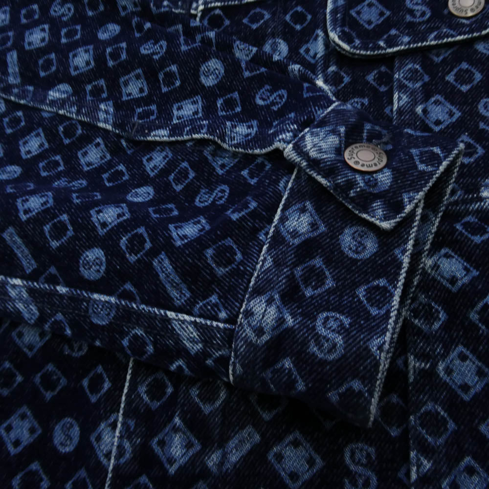 Supreme シュプリーム 24AW Flocked Denim Trucker Jacket Blue フロックド デニム トラッカー ジャケット ブルー インディゴブルー系 L【新古品】【未使用】【中古】
