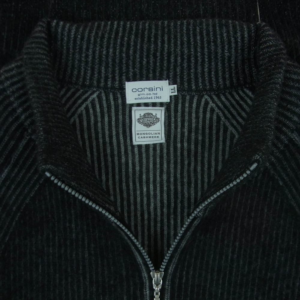 コルシーニ バイ ジム 24502300 カシミヤ100％ ダブルジップアップ ニット ジャケット ブラック系 グレー系 LL【中古】