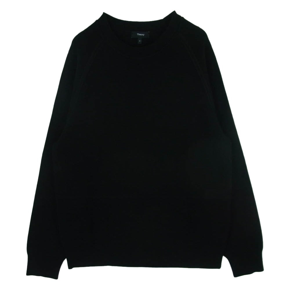 theory セオリー 21AW WW 21FA-01 ラグランスリーブ ウール クルーネック ニット セーター ブラック系 M【中古】