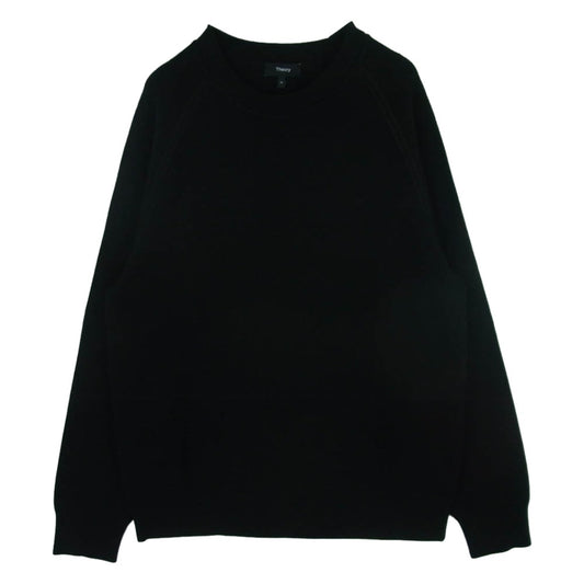 theory セオリー 21AW WW 21FA-01 ラグランスリーブ ウール クルーネック ニット セーター ブラック系 M【中古】