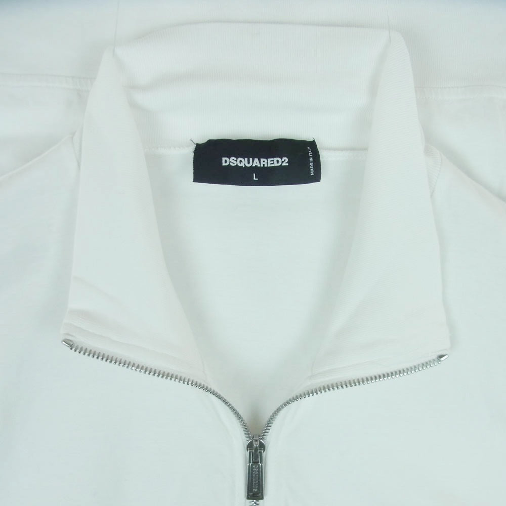 DSQUARED2 ディースクエアード 23SS S74HG0141 S24321 ZIP SWEATSHIRT ダブルジップ ロゴプリント コットン トラック ジャケット ホワイト系 L【中古】