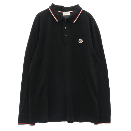 MONCLER モンクレール F20918B70100 84556 モンクレールジャパンタグ MAGLIA POLO MANICA LUNGA ワッペン付 長袖 ポロシャツ ブラック系 XL【中古】