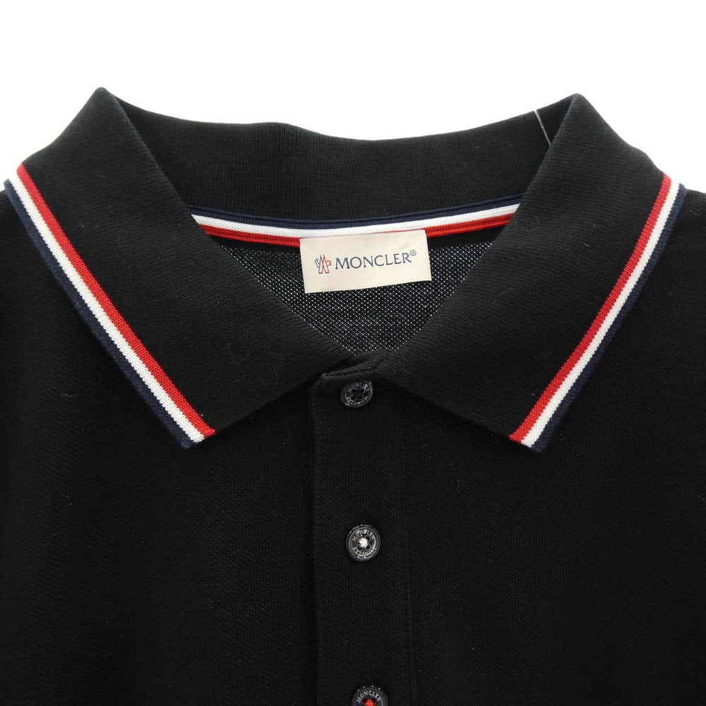 MONCLER モンクレール F20918B70100 84556 モンクレールジャパンタグ MAGLIA POLO MANICA LUNGA ワッペン付 長袖 ポロシャツ ブラック系 XL【中古】