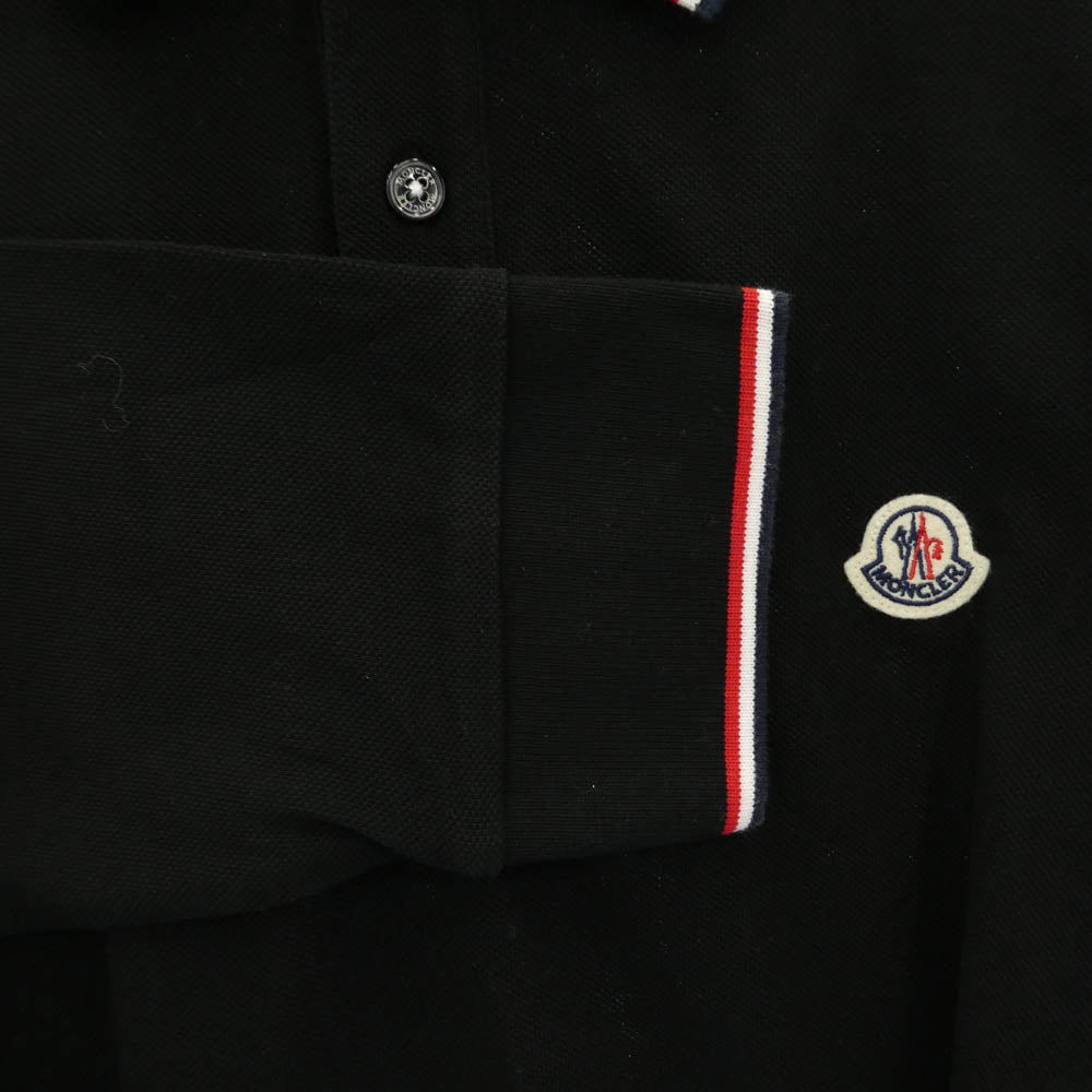 MONCLER モンクレール F20918B70100 84556 モンクレールジャパンタグ MAGLIA POLO MANICA LUNGA ワッペン付 長袖 ポロシャツ ブラック系 XL【中古】