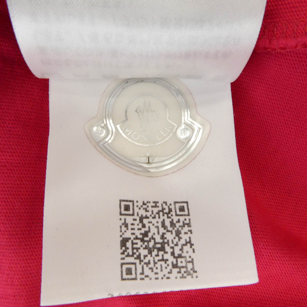 MONCLER モンクレール G20918C00022 8390T モンクレールジャパンタグ T-SHIRT ワッペン付 フロントロゴ Tシャツ 半袖カットソー ピンク系 L【中古】