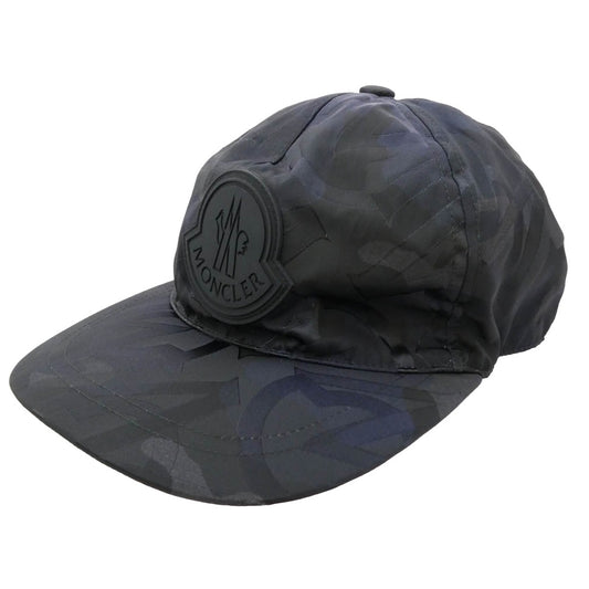 MONCLER モンクレール G10913B77200 53A6Y モンクレールジャパンタグ BERRETO BASEBALL 総柄 ラバーワッペン付 ベースボールキャップ 帽子 ブラック系【中古】