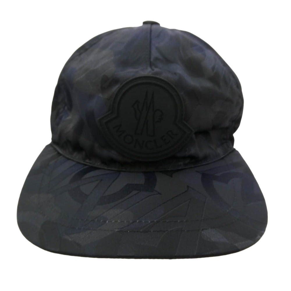 MONCLER モンクレール G10913B77200 53A6Y モンクレールジャパンタグ BERRETO BASEBALL 総柄 ラバーワッペン付 ベースボールキャップ 帽子 ブラック系【中古】