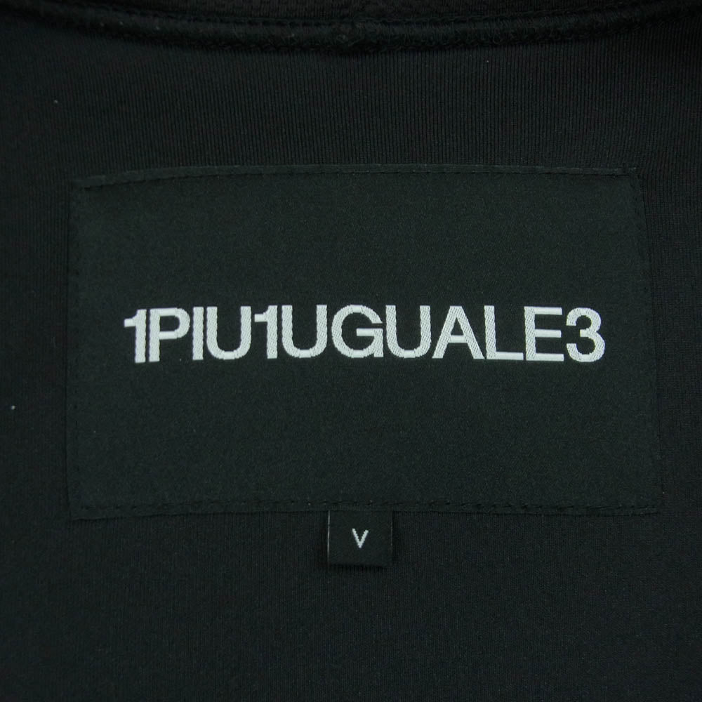 1piu1uguale3 ウノピュウノウグァーレトレ CM001 SPORT COMFORT ZIP UP PARKA 素材切替 ロゴプリント ジップアップ パーカー フーディ ブラック系 5【中古】