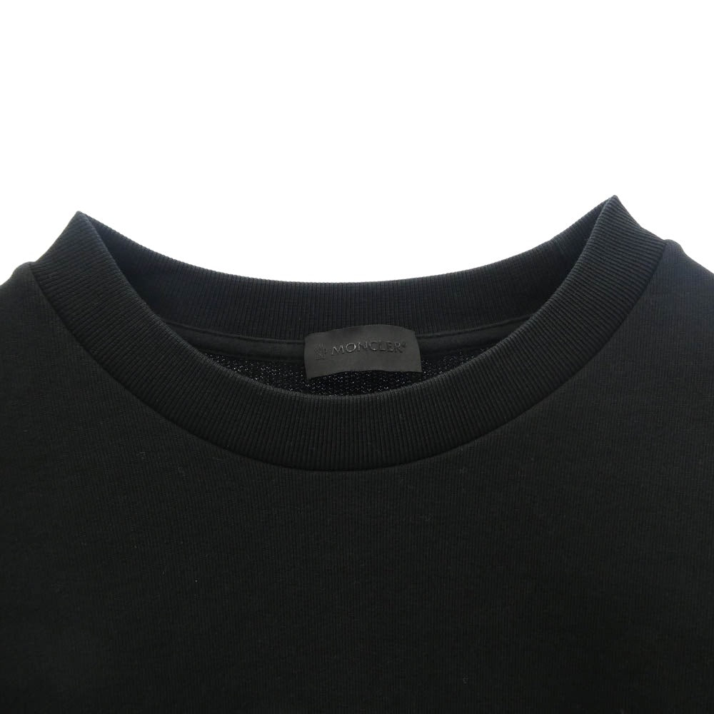 MONCLER モンクレール H10918G0002 809KR モンクレールジャパンタグ MAGLIA GIROCOLLO ラバーワッペン付 メッシュ切替 スウェット トレーナー ブラック系 L【中古】