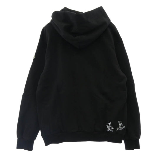 MONCLER モンクレール 22AW H20918G00038 809KR モンクレールジャパンタグ HOODIE ワッペン付 ダックプリント プルオーバーパーカー ブラック ブラック系 M【中古】