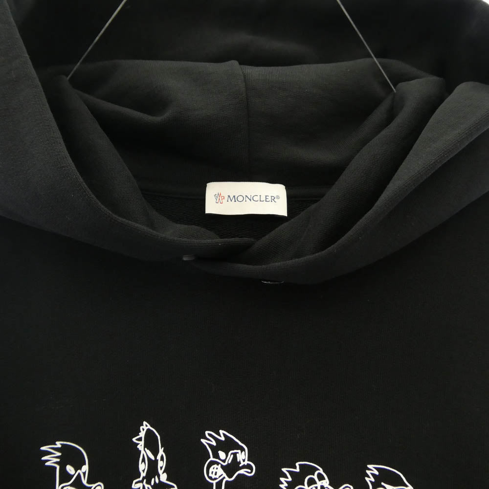 MONCLER モンクレール 22AW H20918G00038 809KR モンクレールジャパンタグ HOODIE ワッペン付 ダックプリント プルオーバーパーカー ブラック ブラック系 M【中古】