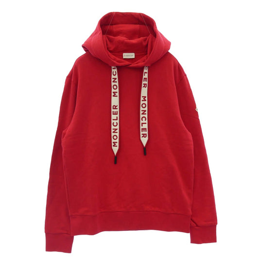 MONCLER モンクレール 23SS I10918G00023 809KR モンクレールジャパンタグ FELPA CON CAPPUCCIO ワッペン付 ドローストリング刺繍 プルオーバーパーカー レッド系 L【中古】