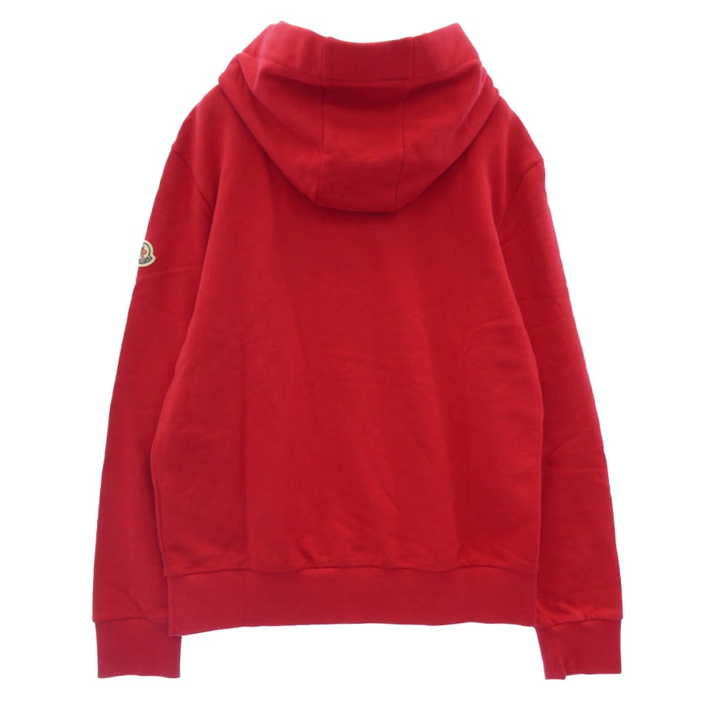 MONCLER モンクレール 23SS I10918G00023 809KR モンクレールジャパンタグ FELPA CON CAPPUCCIO ワッペン付 ドローストリング刺繍 プルオーバーパーカー レッド系 L【中古】