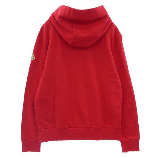 MONCLER モンクレール 23SS I10918G00023 809KR モンクレールジャパンタグ FELPA CON CAPPUCCIO ワッペン付 ドローストリング刺繍 プルオーバーパーカー レッド系 L【中古】
