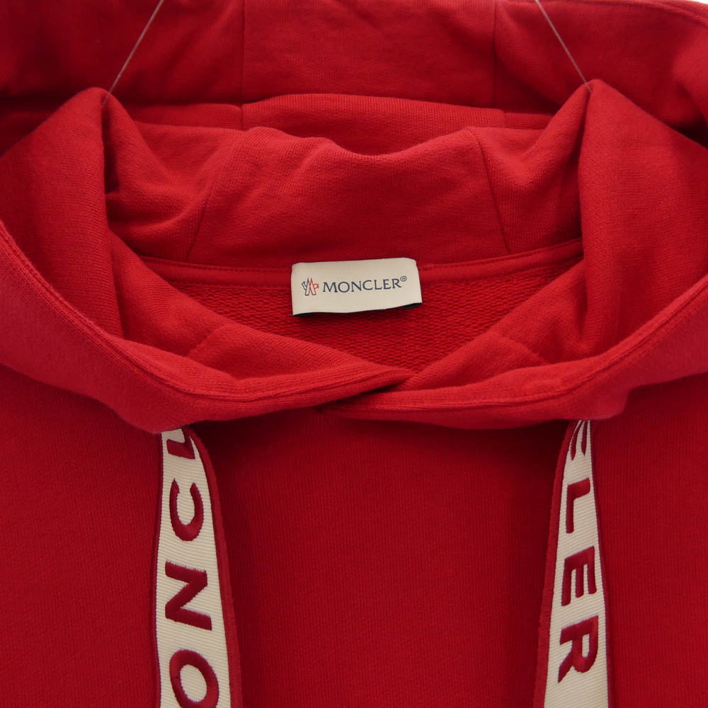 MONCLER モンクレール 23SS I10918G00023 809KR モンクレールジャパンタグ FELPA CON CAPPUCCIO ワッペン付 ドローストリング刺繍 プルオーバーパーカー レッド系 L【中古】