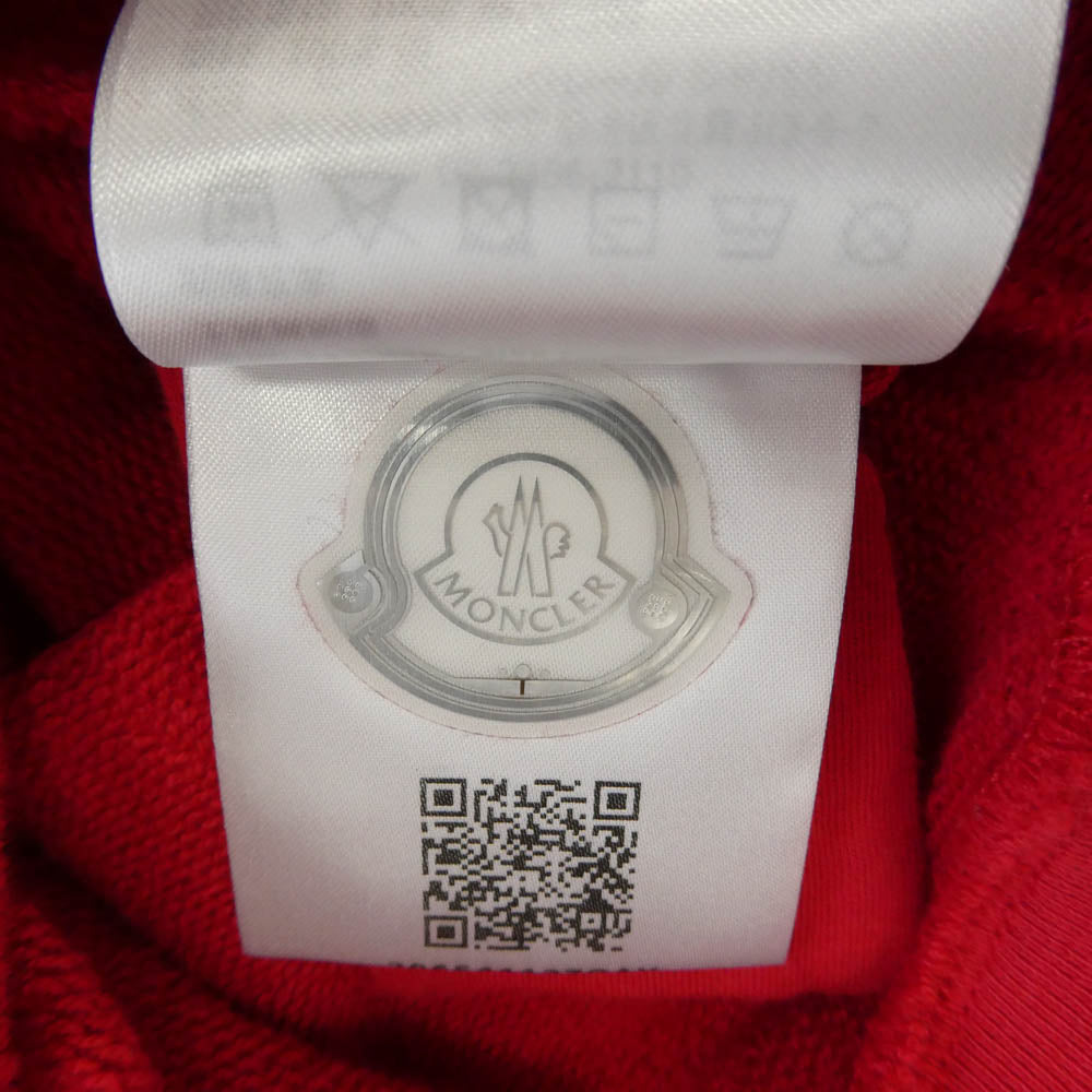 MONCLER モンクレール 23SS I10918G00023 809KR モンクレールジャパンタグ FELPA CON CAPPUCCIO ワッペン付 ドローストリング刺繍 プルオーバーパーカー レッド系 L【中古】
